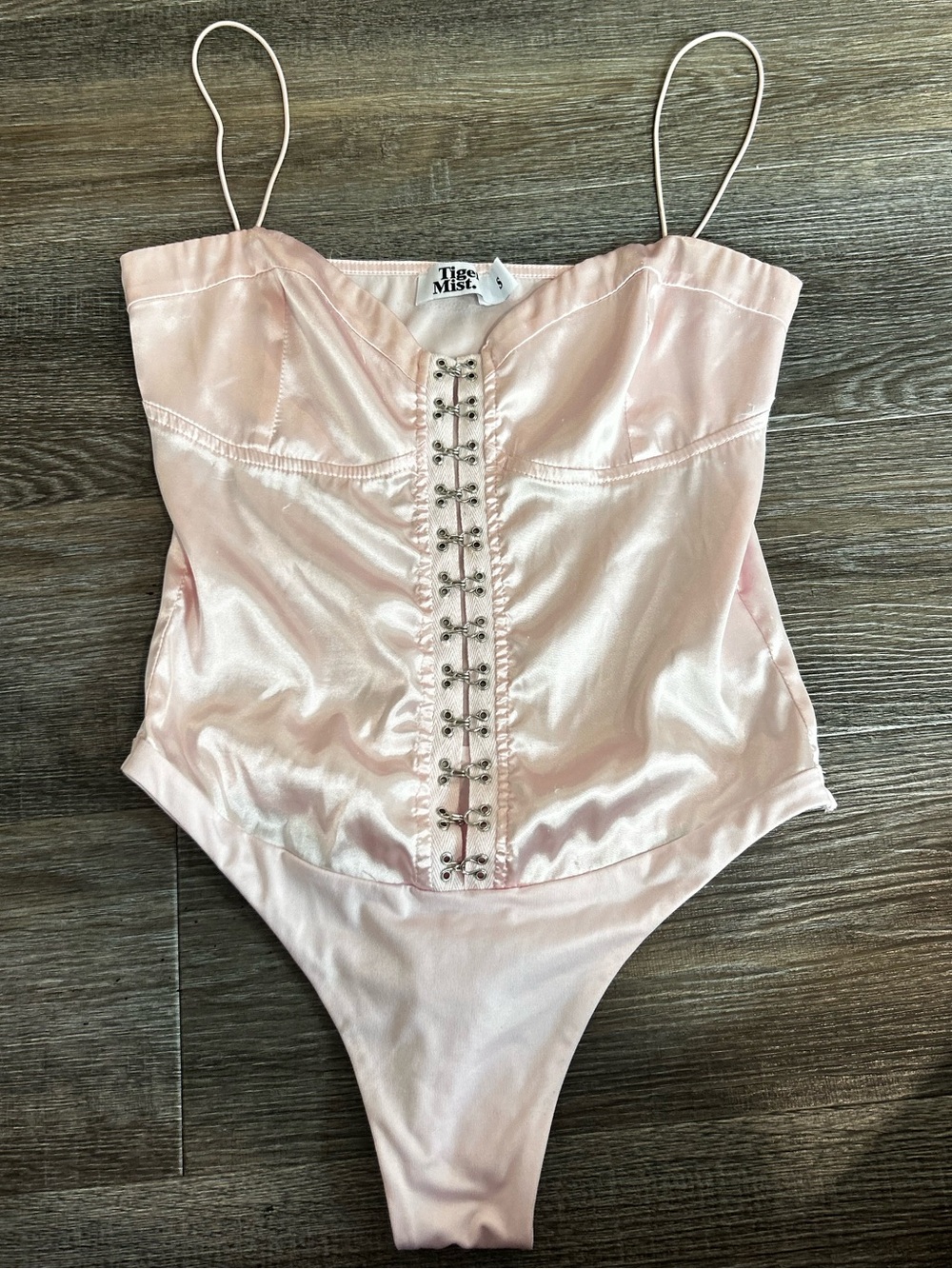Tiger Mist Light Pink Satin Bodysuit